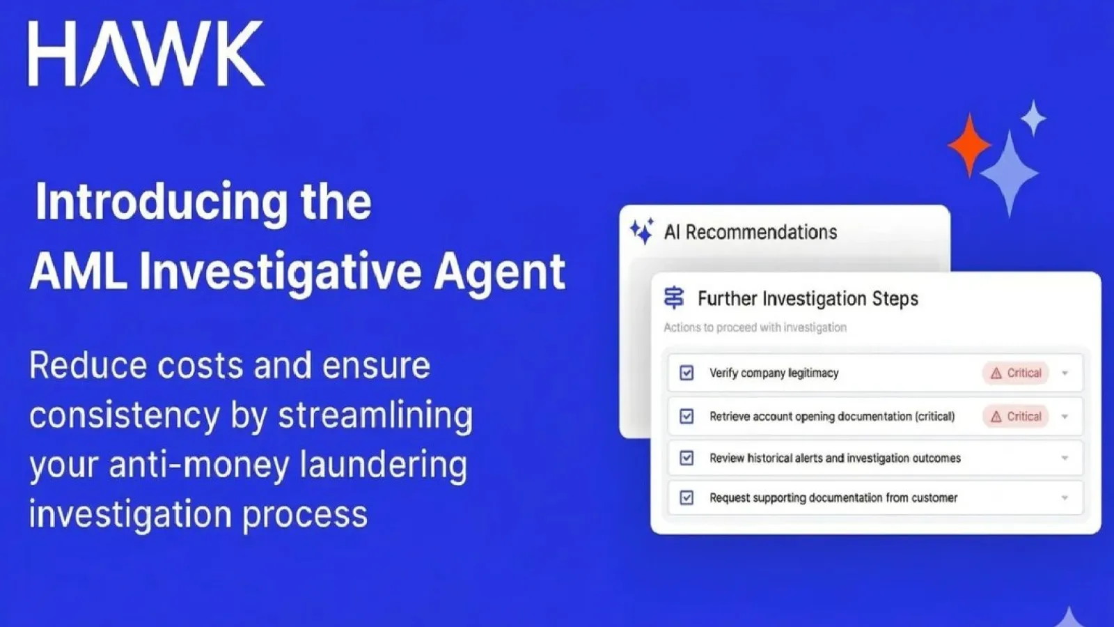 Hawk Launches AML Investigative Agent to Cut Compliance Costs with AI